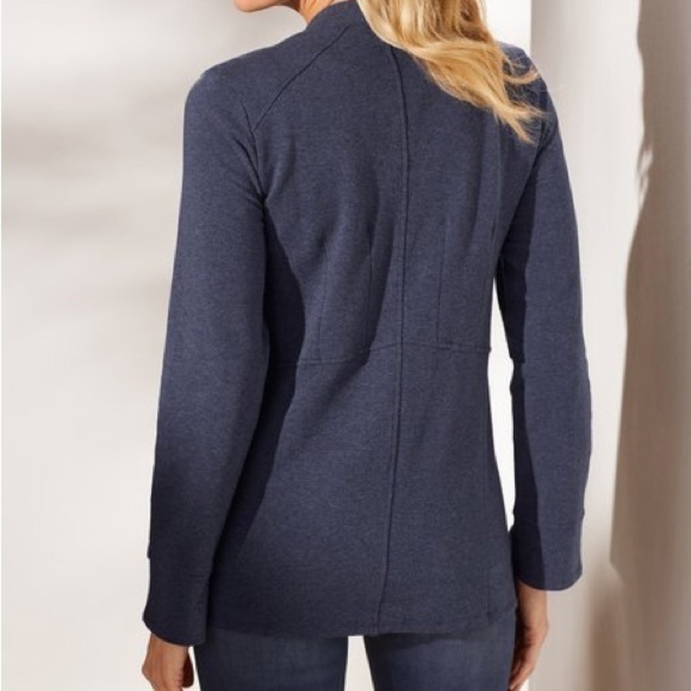 Soft Surroundings Navy Blue Kajal Full Zipper Sweatshirt Jacket Large - Picture 2 of 13